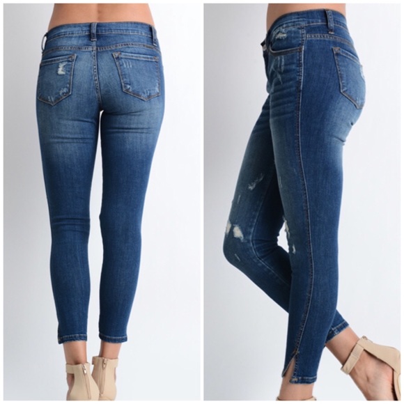 CLEARANCE {LAST1} Distressed Split Ankle Skinnies - Picture 4 of 4